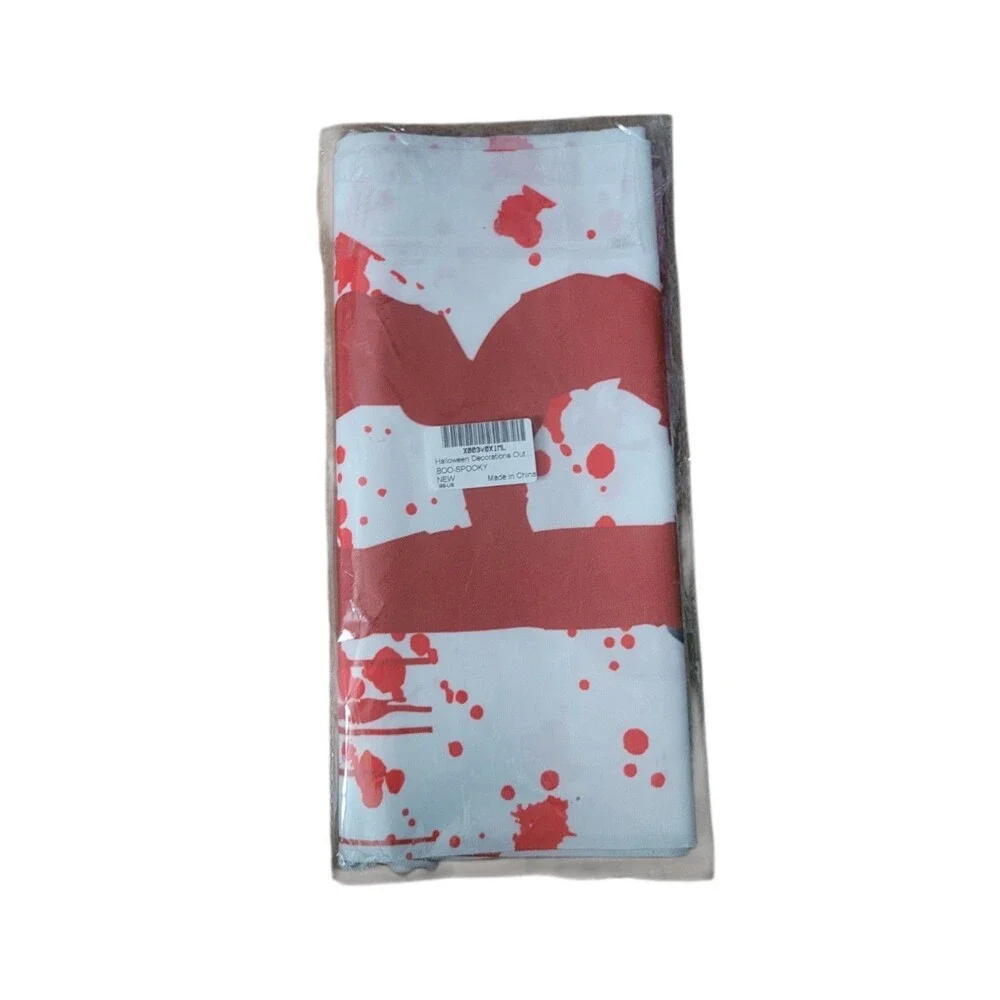 2 Pair Halloween Hanging Banners Waterproof Material BOO Spooky w/ 3D Bat Decor